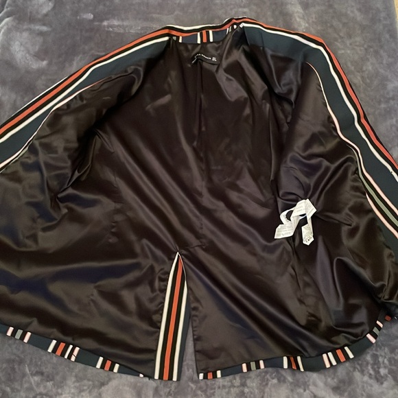 ZARA Woman Striped Bottle Green Blazer - Picture 11 of 11